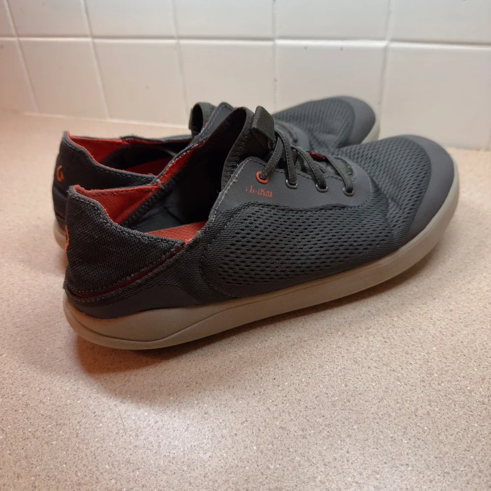 OluKai Moku Pae Men's Dark Gray Mesh Lace Up Water Shoes Sneakers US 10 EUR‎ 43